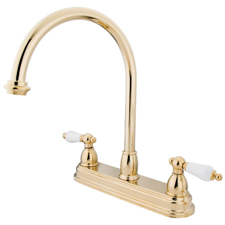 KINGSTON BRASS Restoration Centerset Kitchen Faucet, Polished Brass KB3742PL